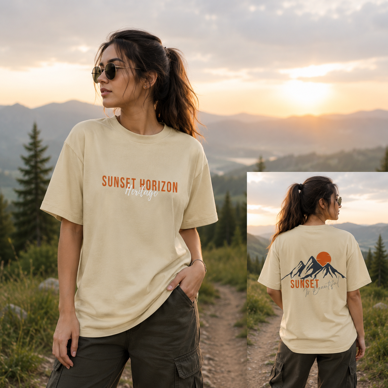 Unisex Sunset Horizon Oversized T-Shirt