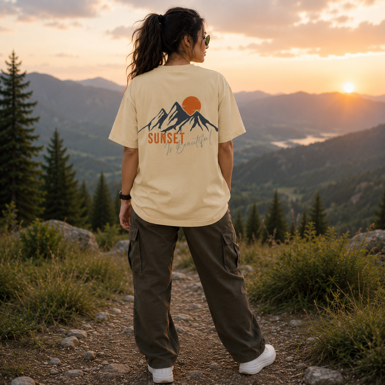 Unisex Sunset Horizon Oversized T-Shirt