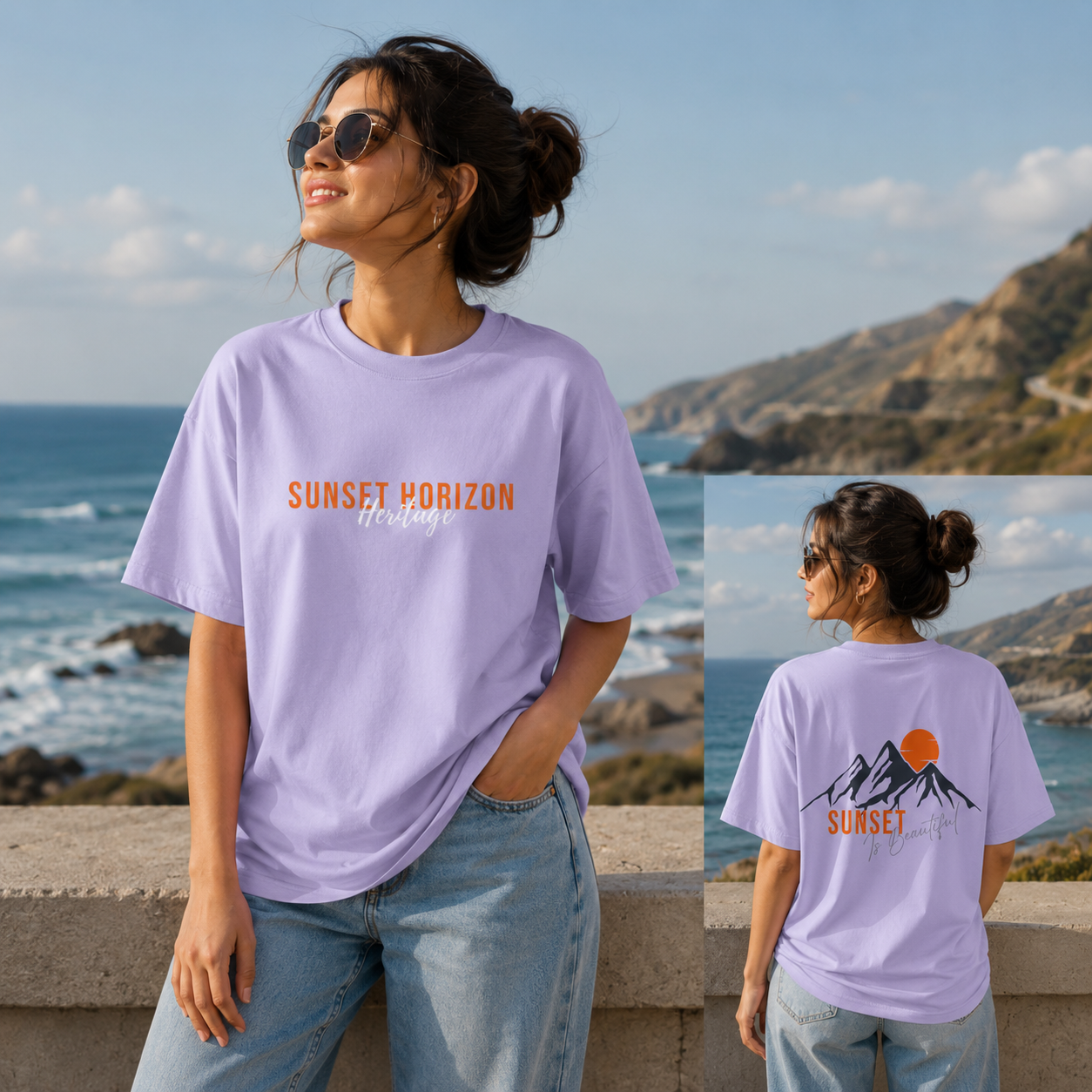 Unisex Sunset Horizon Oversized T-Shirt