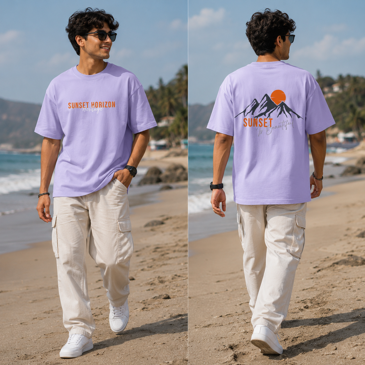 Unisex Sunset Horizon Oversized T-Shirt