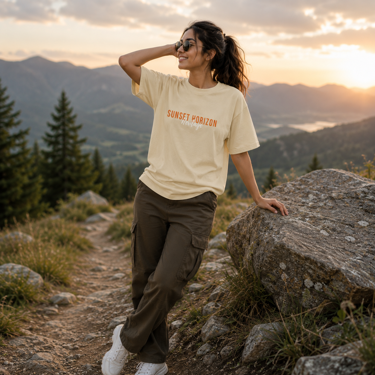 Unisex Sunset Horizon Oversized T-Shirt