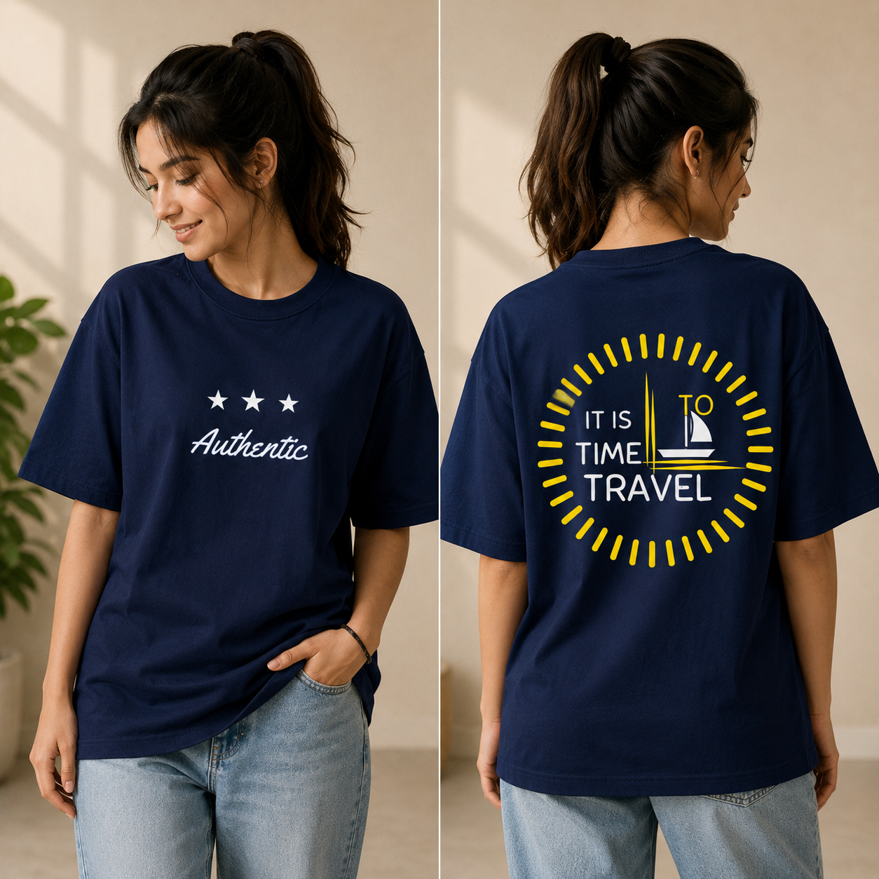 Unisex Oversized Both Side Print Standard T-Shirt