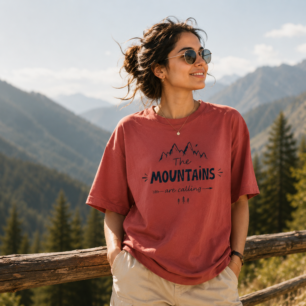 The Mountains Are Calling" Oversized Classic T-Shirt