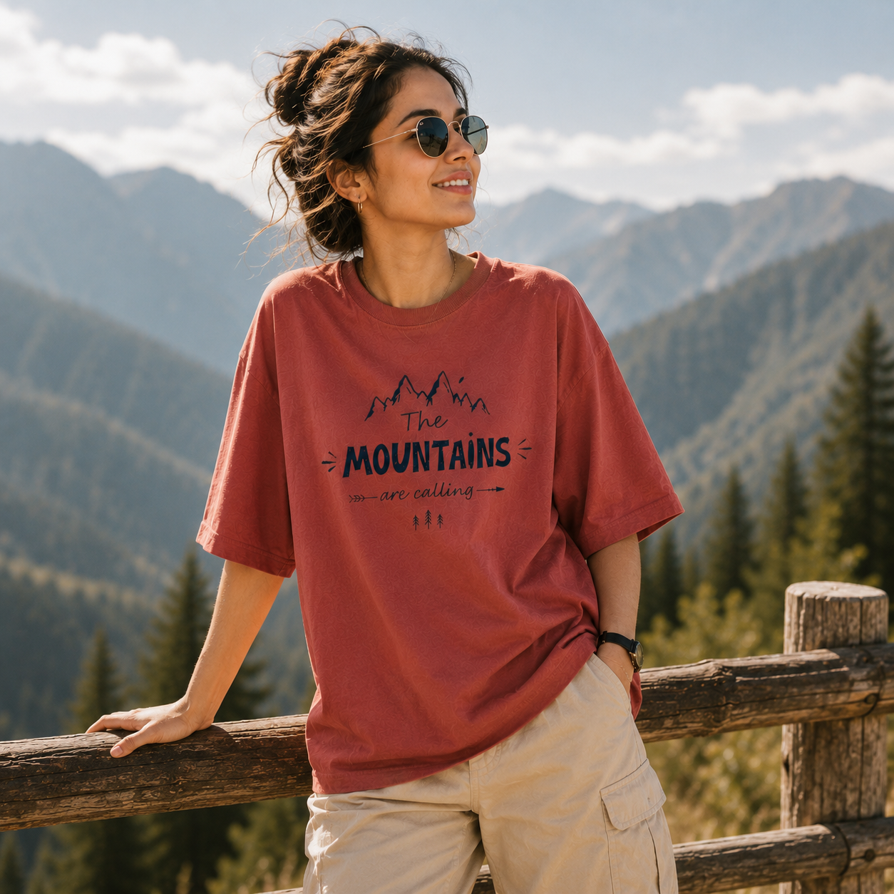 The Mountains Are Calling" Oversized Classic T-Shirt