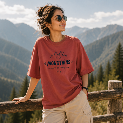 The Mountains Are Calling" Oversized Classic T-Shirt