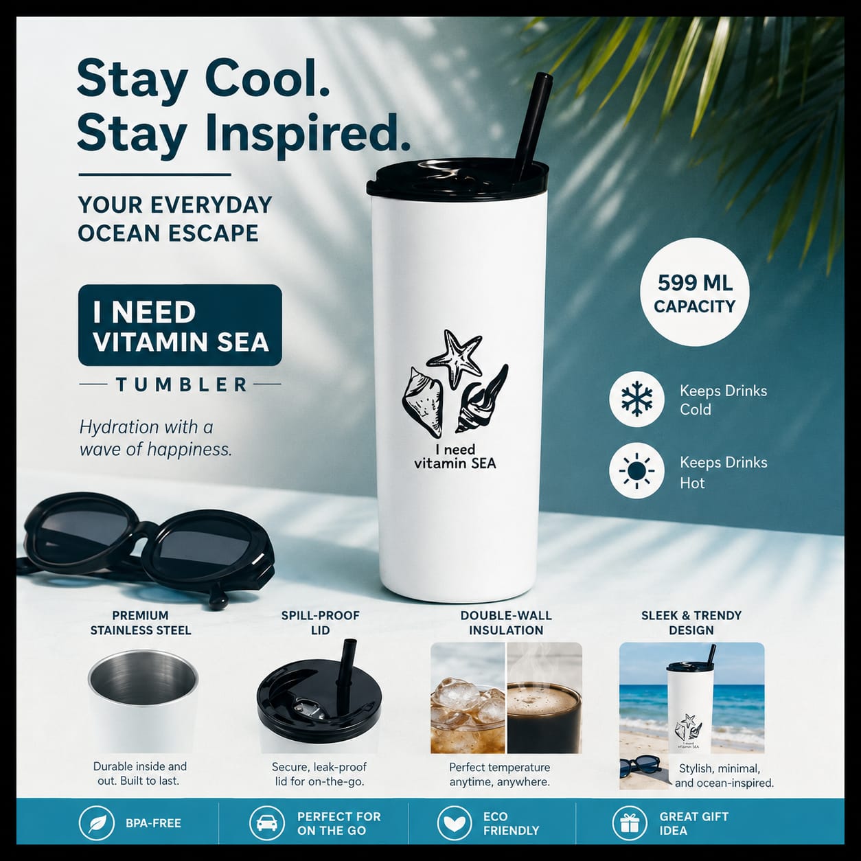 Travel Tumbler | “I Need Vitamin SEA” Collection