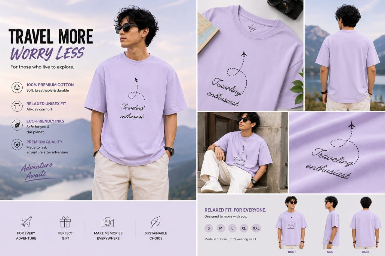 AAKAAR — Traveling Enthusiast Oversized T-Shirt