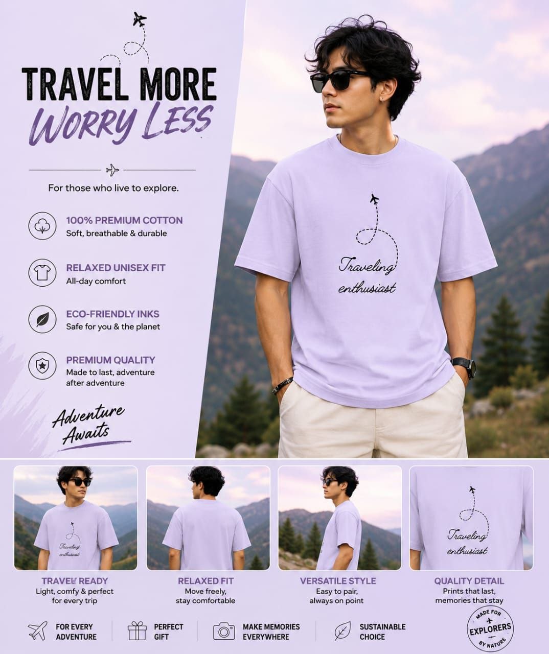 AAKAAR — Traveling Enthusiast Oversized T-Shirt